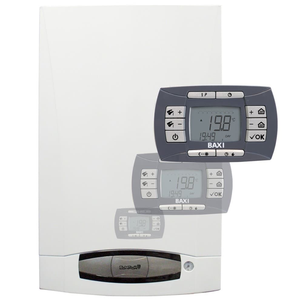 Котел газовый BAXI NUVOLA3 COMFORT 280 Fi настенный, 2 конт., закр.кам.сгор. п/у, встроен.бойлер — фото 2