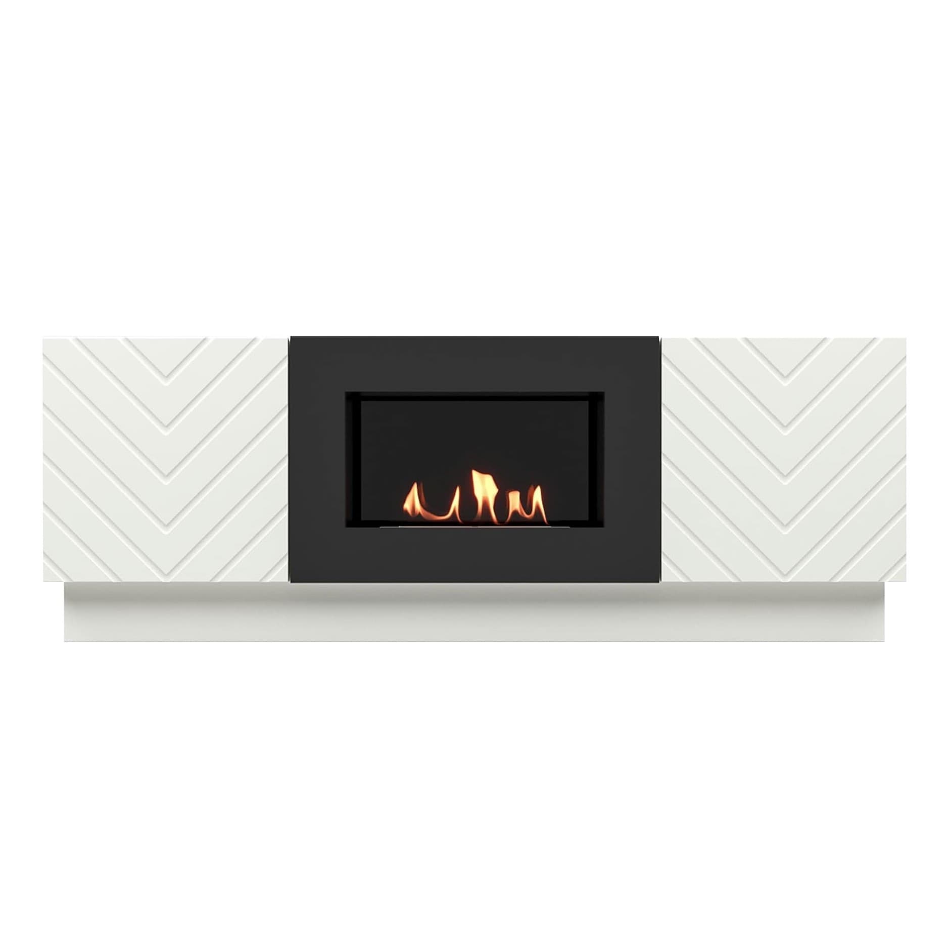 Каминокомплект:Тумба с биокамином Firelight BFP/P-1400V белая+набор керамических дров ель — фото 4