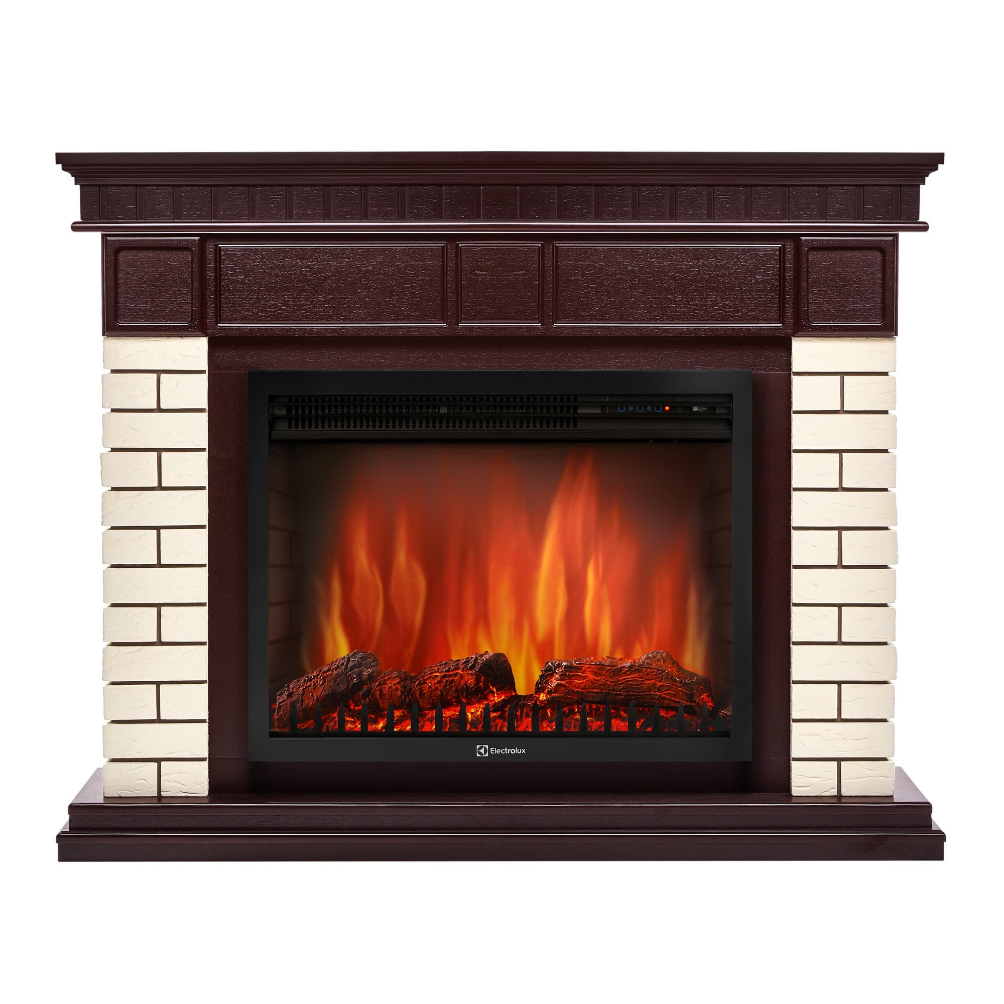 Каминокомплект Firelight: Очаг EFP/P- 2520LS, портал Bricks 25 камень бежевый, шпон темный дуб — фото 2