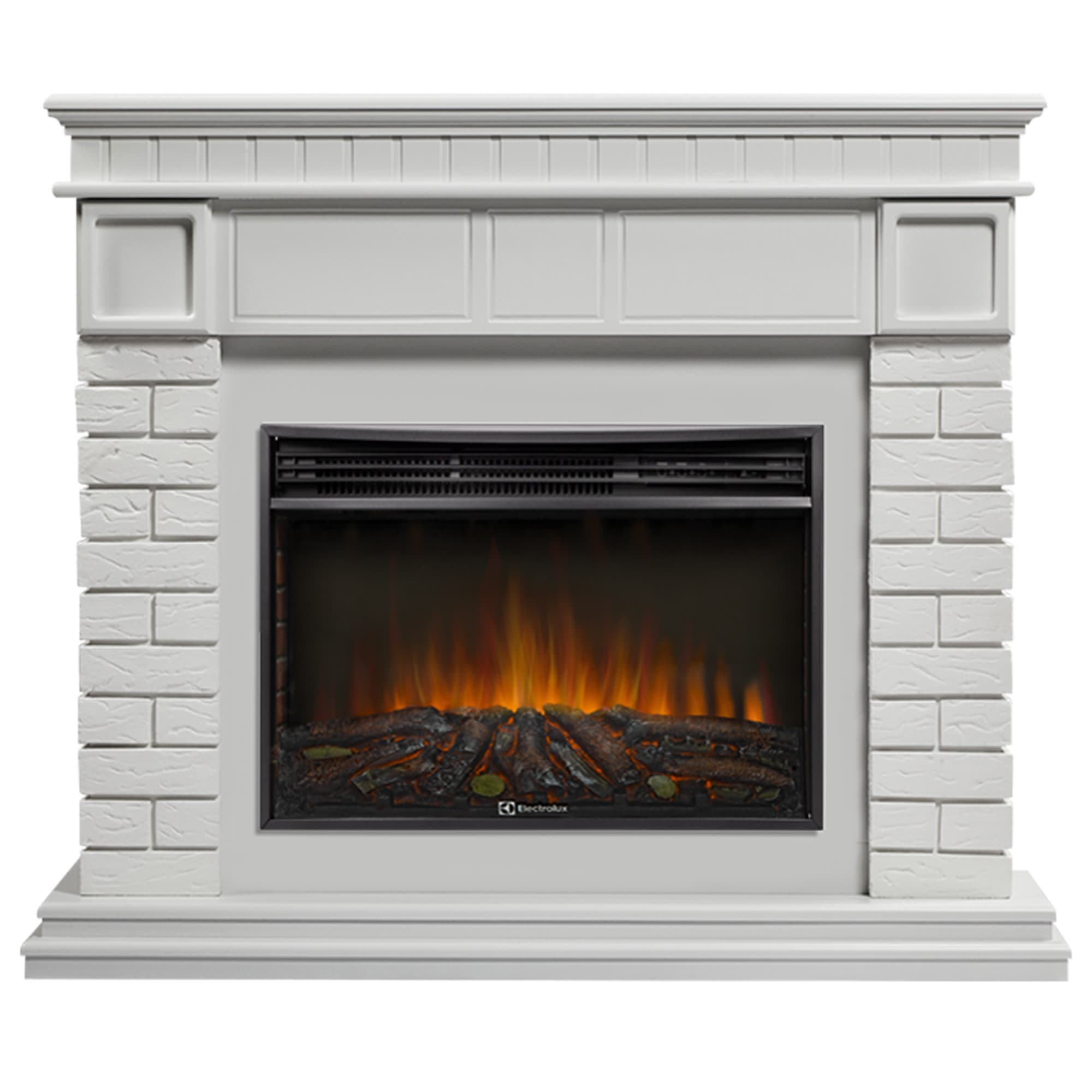 Каминокомплект: Очаг Electrolux 2720RLS N, портал Bricks 25 белая эмаль — фото 2