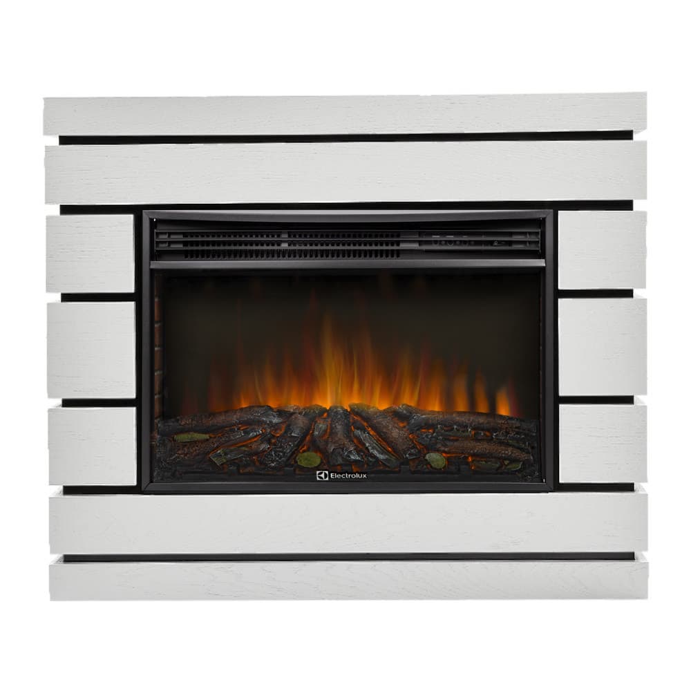 Каминокомплект: Очаг Electrolux 2720RLS N, портал Moderno 25 шпон белый дуб — фото 2