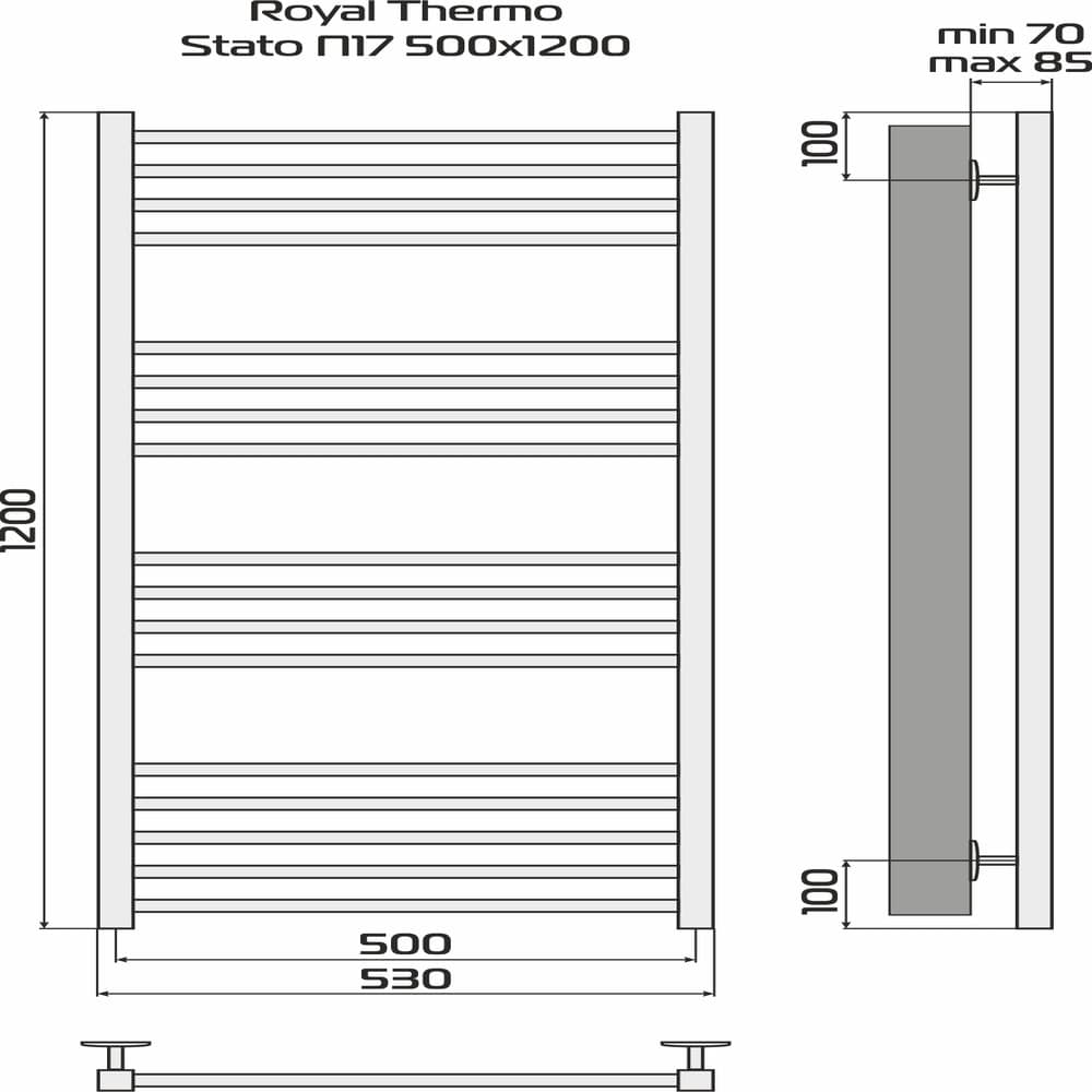 Полотенцесушитель Royal Thermo Stato П17 500х1200 черный — фото 4