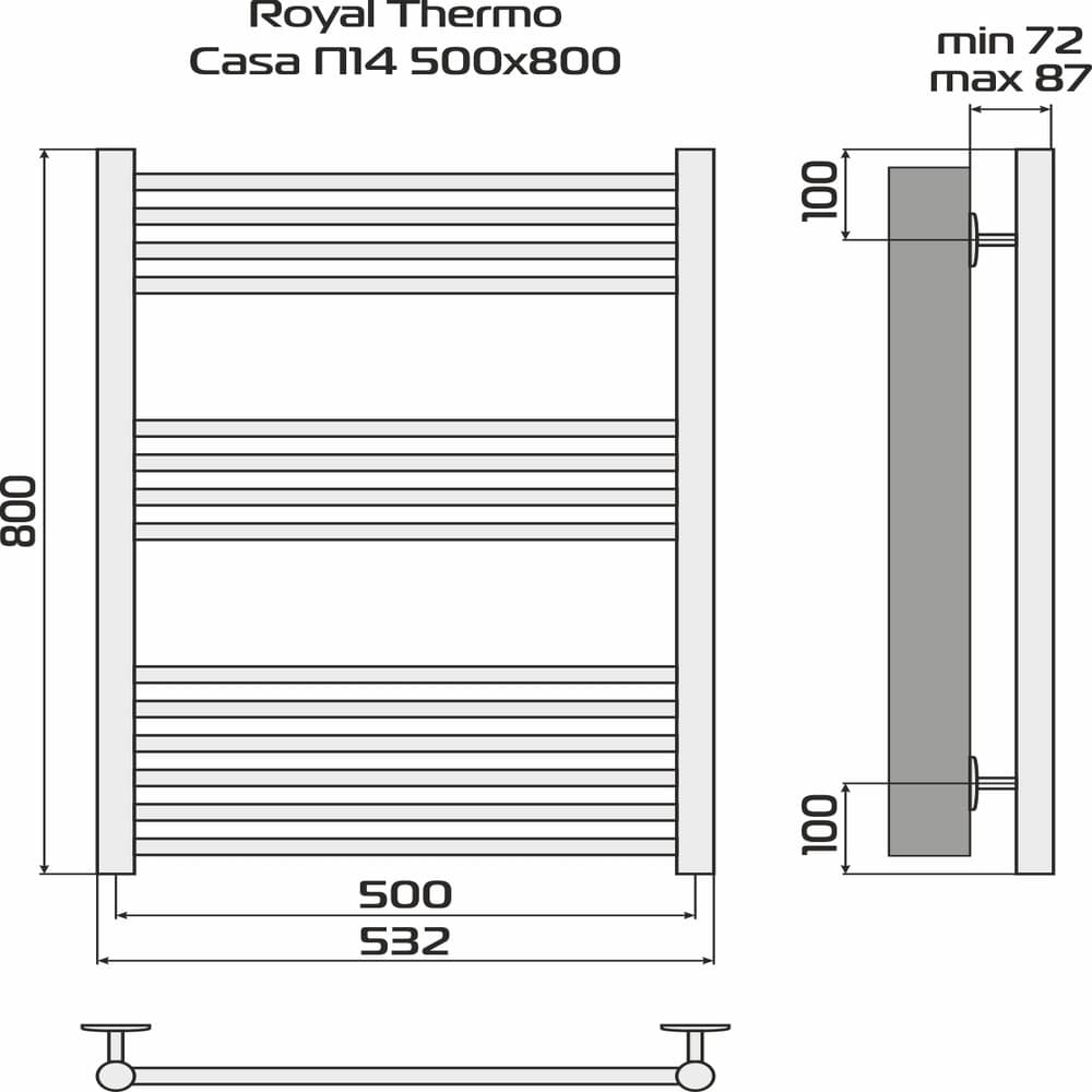 Полотенцесушитель Royal Thermo Casa П14 500х800 черный — фото 8